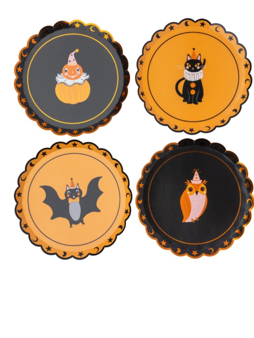 Vintage Style Halloween Characters Dessert Paper Plates